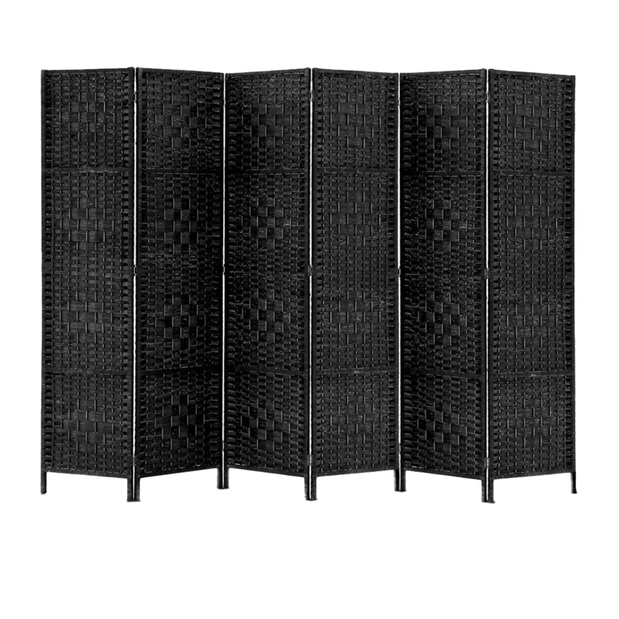 Artiss 6 Panel Rattan Room Divider Black Kitchen Warehouse™